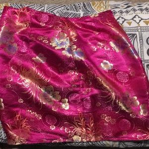 Pink oriental mini skirt